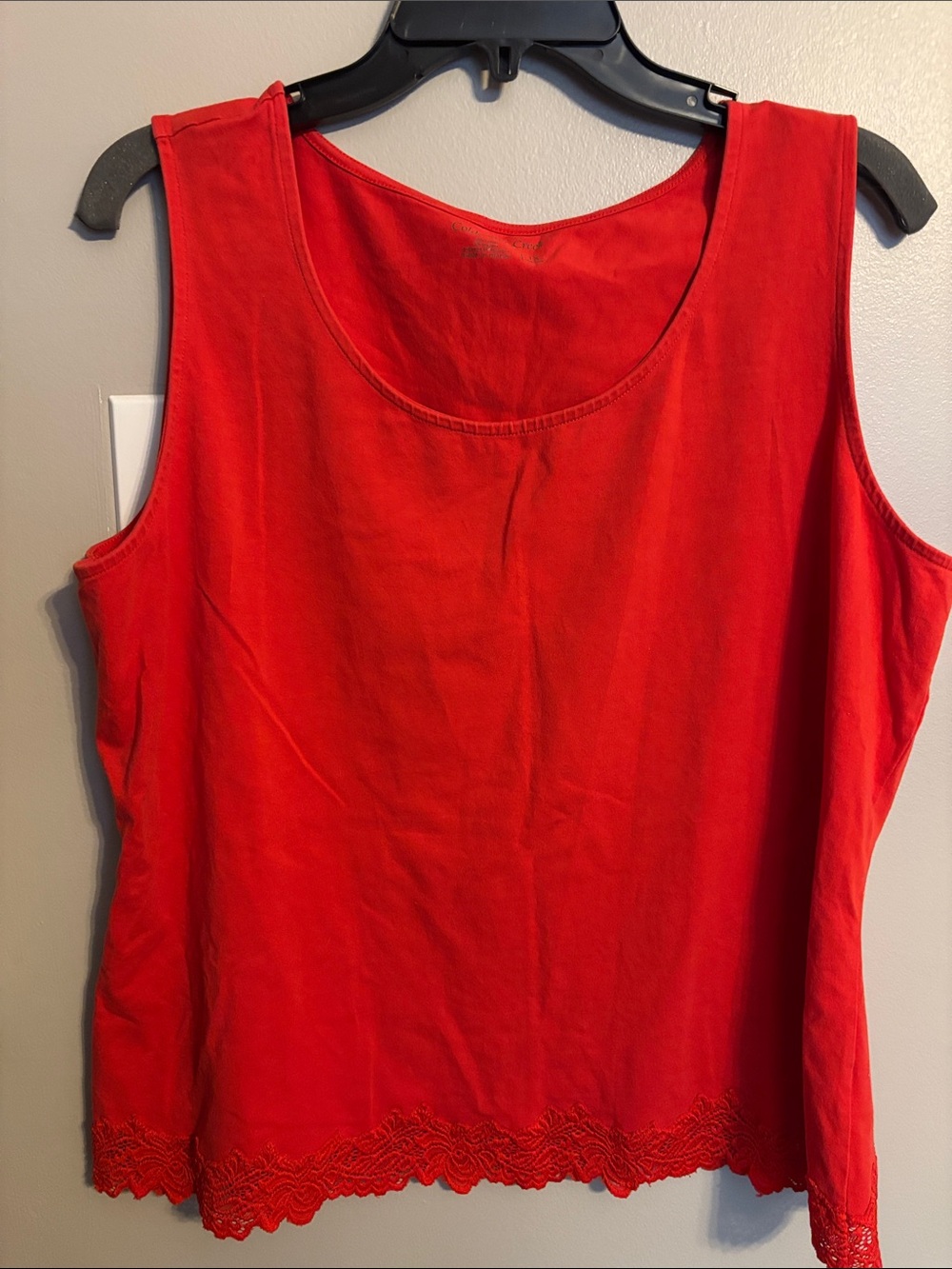 Coldwater Creek burnt orange Lace-Hem Tank Top